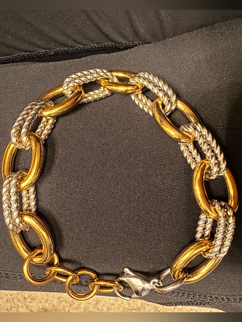 Two-Tone Gold and Silver Chunky Link Chain Bracelet